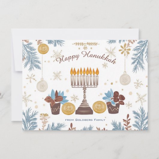 Aangepaste tekst Menorah Glow: A Waterverf Chanoek Feestdagenkaart (Voorkant)