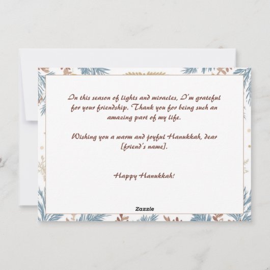 Aangepaste tekst Menorah Glow: A Waterverf Chanoek Feestdagenkaart (Achterkant)