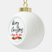 Aangepaste tekst Merry Christmas Ceramic Ornament, Keramische Bal Ornament (Rechts)