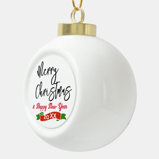 Aangepaste tekst Merry Christmas Ceramic Ornament, Keramische Bal Ornament (Rechts)