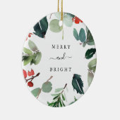 Aangepaste tekst Merry en Bright kerstgroen Keramisch Ornament (Rechts)