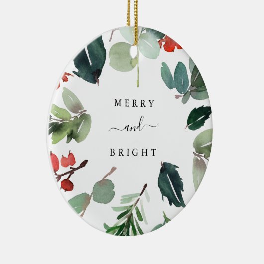 Aangepaste tekst Merry en Bright kerstgroen Keramisch Ornament (Rechts)