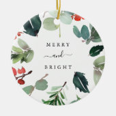 Aangepaste tekst Merry en Bright kerstgroen Keramisch Ornament (Voorkant)