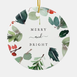 Aangepaste tekst Merry en Bright kerstgroen Keramisch Ornament