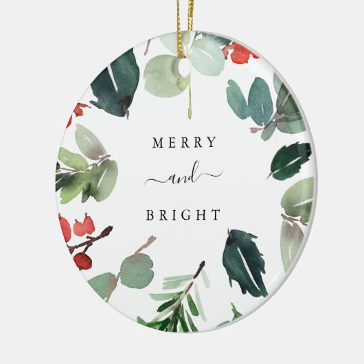 Aangepaste tekst Merry en Bright kerstgroen Keramisch Ornament (Links)