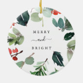Aangepaste tekst Merry en Bright kerstgroen Keramisch Ornament (Achterkant)