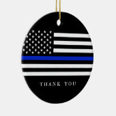 Aangepaste tekst met blauwe lijnpatriottische vlag keramisch ornament (Rechts)