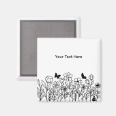Aangepaste tekst met bloemen magneet (Voorkant / Achterkant)
