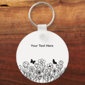 Aangepaste tekst met bloemen sleutelhanger (Voorkant)
