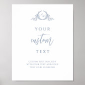 Aangepaste tekst met Dusty Blue Monogram Wedding S Poster (Voorkant)