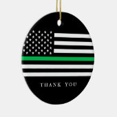 Aangepaste tekst met groene lijnpatriottische vlag keramisch ornament (Rechts)