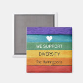 Aangepaste tekst met hout getextureerde regenboog magneet (Voorkant / Achterkant)