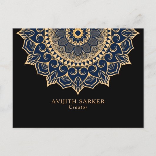 Aangepaste tekst met luxe mandala ansichtkaart briefkaart (Voorkant)