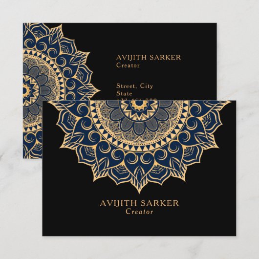 Aangepaste tekst met luxe mandala platte dank voor bedankkaart (Voorkant / Achterkant)