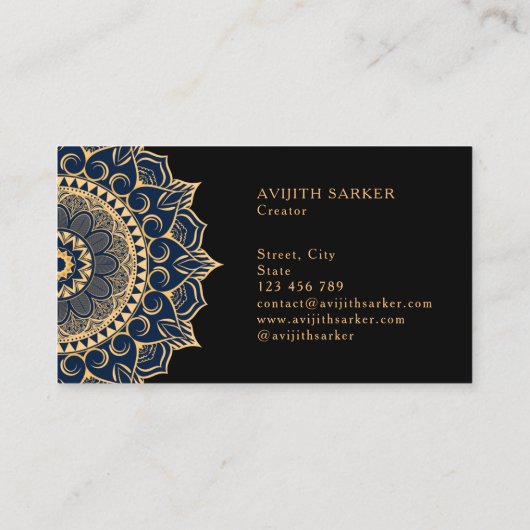 Aangepaste tekst met luxe mandala visitekaartje (Achterkant)