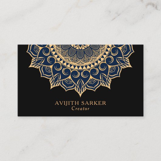 Aangepaste tekst met luxe mandala visitekaartje (Voorkant)