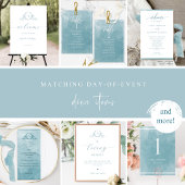 Aangepaste tekst met Zee Glass Monogram Trouwbord Poster