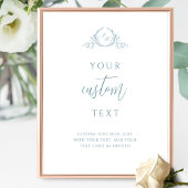 Aangepaste tekst met Zee Glass Monogram Trouwbord Poster
