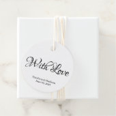 Aangepaste tekst met zwart script Weduwcadeaubonla Bedankjes Labels (In situ)