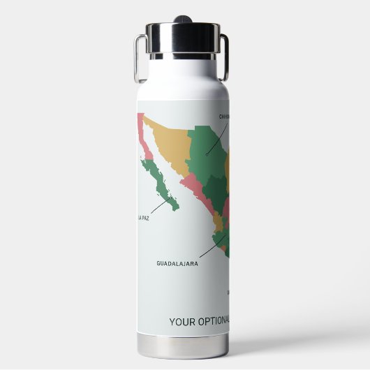 Aangepaste tekst Mexico Map Waterfles (Voorkant)