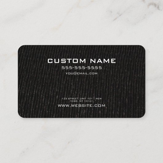 AANGEPASTE TEKST - Minimalistische zwarte canvasst Visitekaartje (Achterkant)