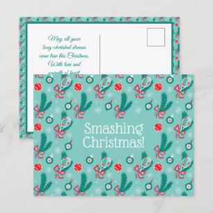 Aangepaste tekst Minty green Tennis kerst Briefkaart