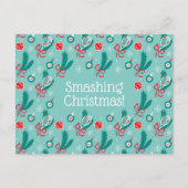 Aangepaste tekst Minty green Tennis kerst Briefkaart (Voorkant)