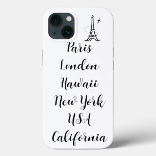 Aangepaste tekst modern design trendy paris zwart  Case-Mate iPhone case