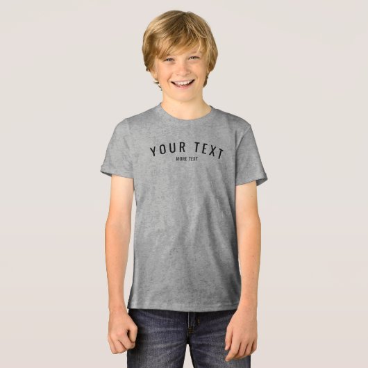 Aangepaste tekst Modern Kinder Boys Grey Triblend Tri-Blend Shirt (Voorkant volledig)