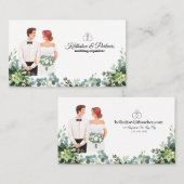 Aangepaste tekst Moderne Floral bruiloft Visitekaartje (Voorkant / Achterkant)