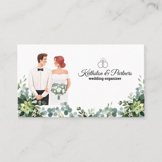 Aangepaste tekst Moderne Floral bruiloft Visitekaartje (Voorkant)