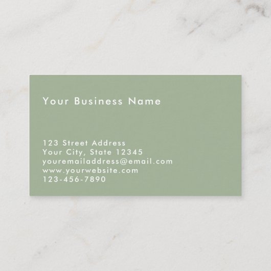 Aangepaste tekst moderne saliegroene QR-code profe Visitekaartje (Achterkant)