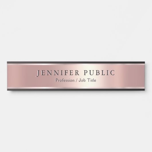 Aangepaste tekst moderne sjabloon luxe roze goud n deurbordje (Voorkant)