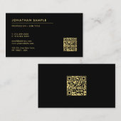 Aangepaste Tekst Moderne Sjabloon QR Code Zwart & Visitekaartje (Voorkant / Achterkant)