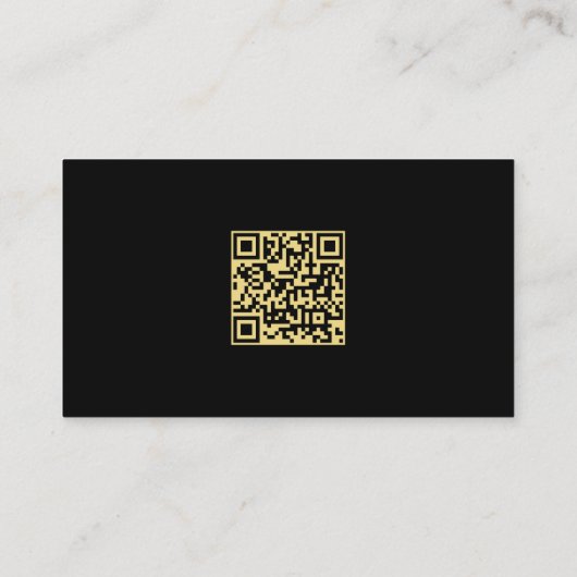 Aangepaste Tekst Moderne Sjabloon QR Code Zwart & Visitekaartje (Achterkant)