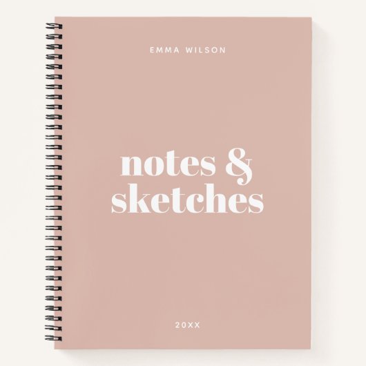 Aangepaste tekst Moderne stijlvolle schets Blush Notitieboek (Voorkant)