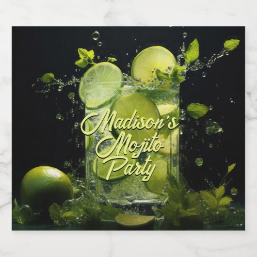 Aangepaste tekst Mojito Cocktail Likeurfles Etiket (Enkel label)