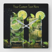 Aangepaste tekst Mojito Cocktails Vierkante Klok (Voorkant)