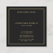 Aangepaste tekst Monogram Luxe Elegant Zwart en Go Vierkante Visitekaartje (Achterkant)