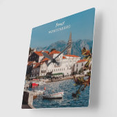 Aangepaste tekst Montenegro Vierkante Klok (Hoek)