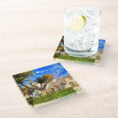 Aangepaste tekst, mooi uitzicht van Alberobello, A Glazen Onderzetter (Schuin)