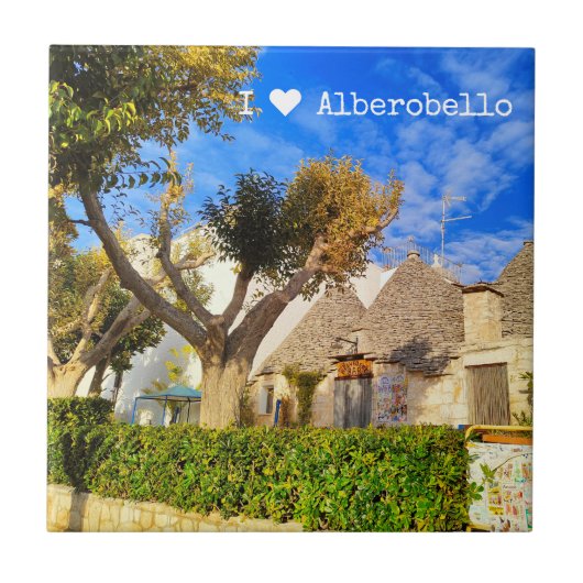 Aangepaste tekst, mooi uitzicht van Alberobello, A Tegeltje (Voorkant)
