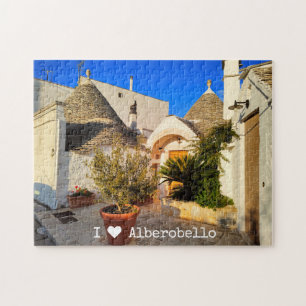 Aangepaste tekst, mooie stad Alberobello, Puglia Legpuzzel
