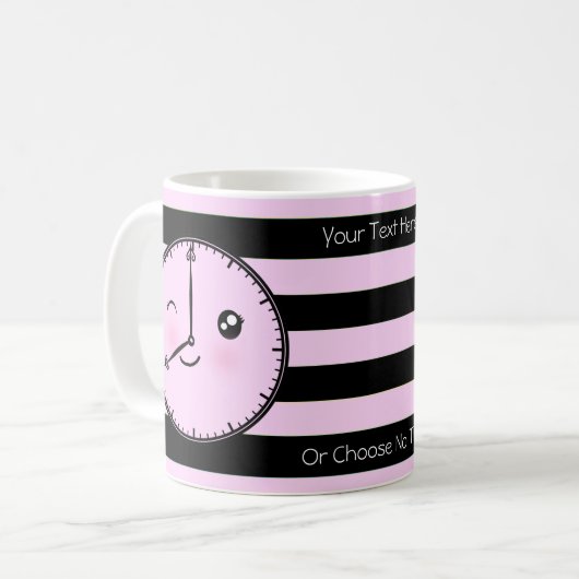 Aangepaste tekst/ Moppig Kawaii klokvlak Pastel st Koffiemok (Voorkant links)