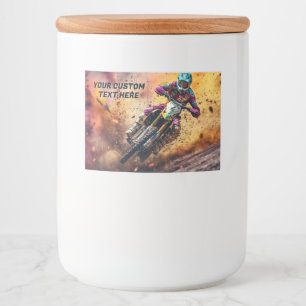 Aangepaste tekst Motorcross Voedselcontainer Etiket
