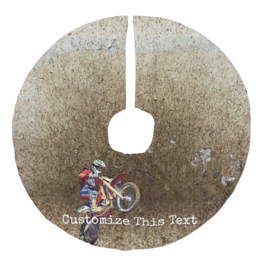Aangepaste Tekst / Motorfiets Mannen Mudding Boy S Imitatie Linnen Kerstboom Kleed (Voorkant)