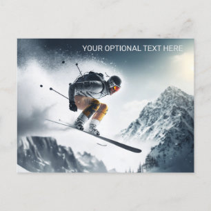 Aangepaste tekst Mountain Skier Briefkaart