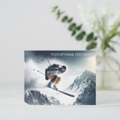 Aangepaste tekst Mountain Skier Briefkaart (Staand voorkant)