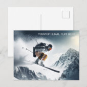 Aangepaste tekst Mountain Skier Briefkaart (Voorkant / Achterkant)