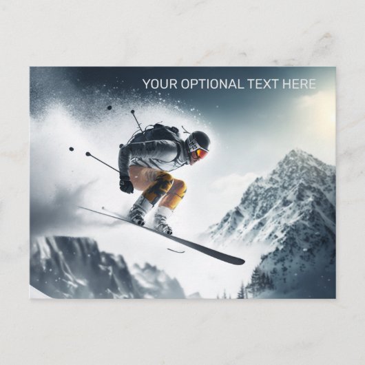Aangepaste tekst Mountain Skier Briefkaart (Voorkant)